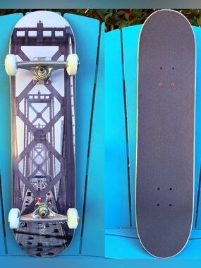SF Skate Club Oakland Bay Bridge Complete Skateboard 7.75” Mini Logo 8.0” Trucks